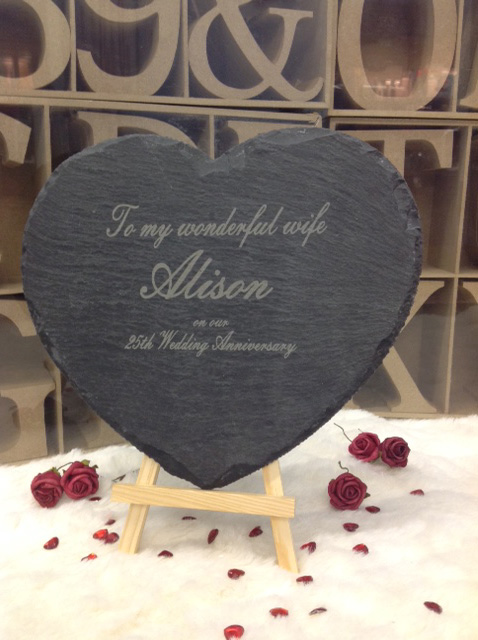 engraved slate heart large