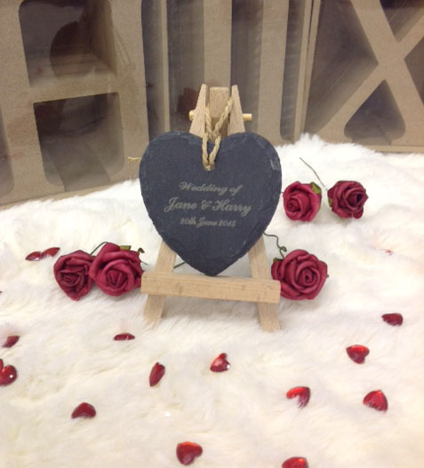 mini slate hearts engraved