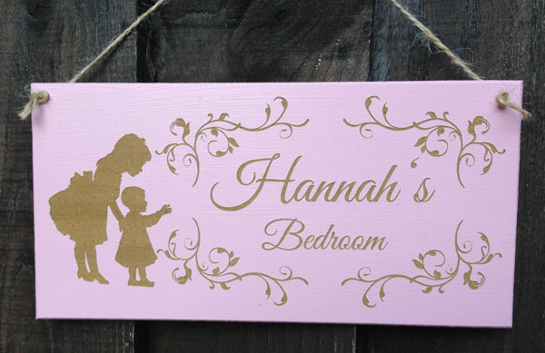 girls personalised vintage bedroom sign