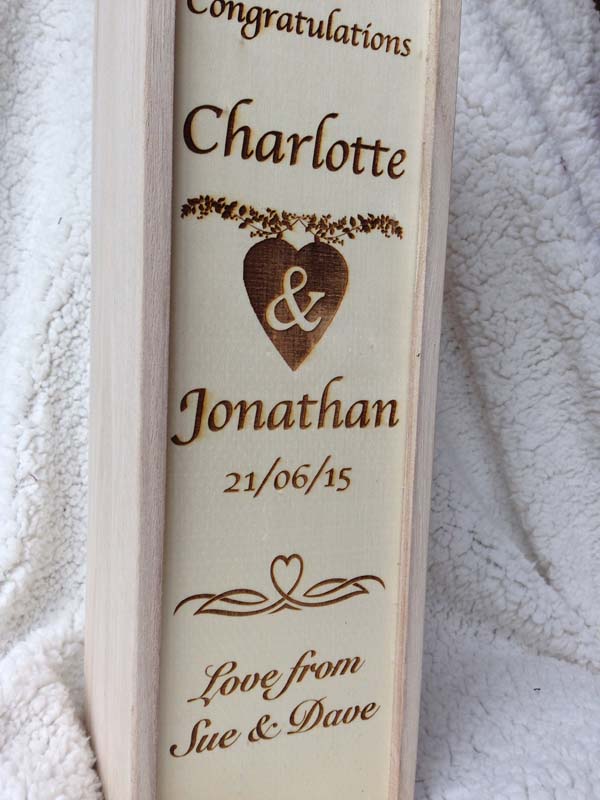 engraved wedding wine box close