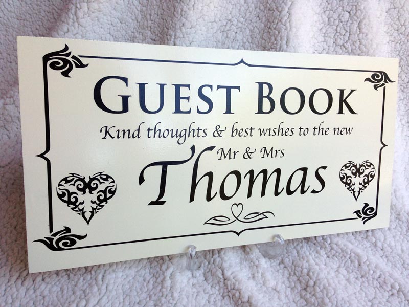 wedding personalised signs guest book side