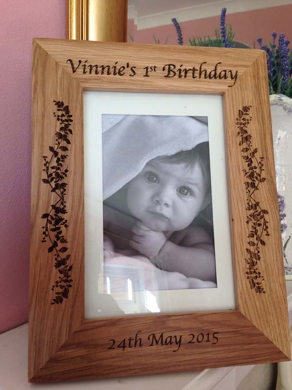 birthday personalised oak photo frame