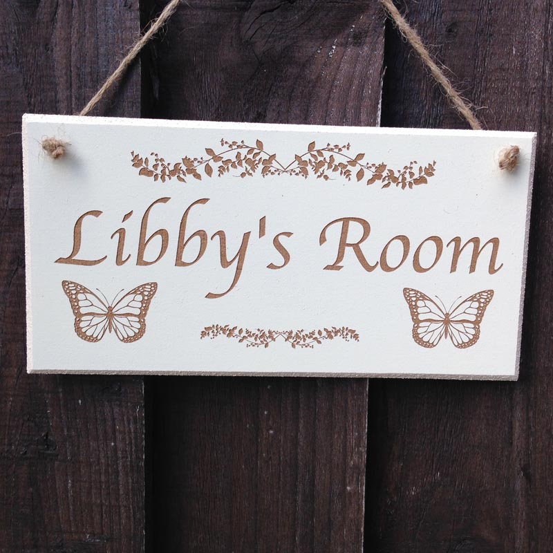 personalised bedroom door sign in cream