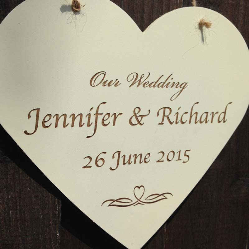 personalised wooden wedding heart plaque