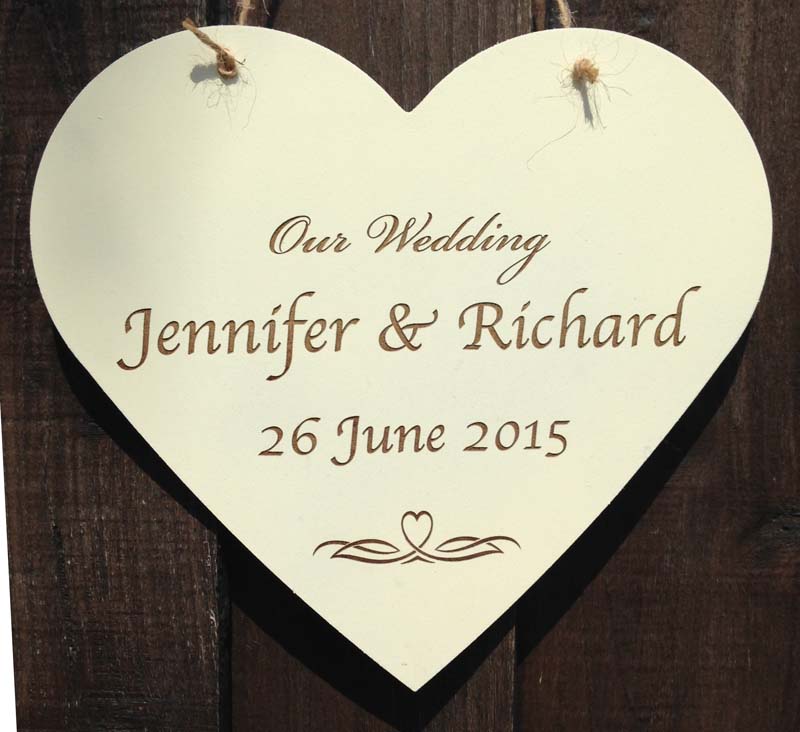 personalised wooden wedding heart sign
