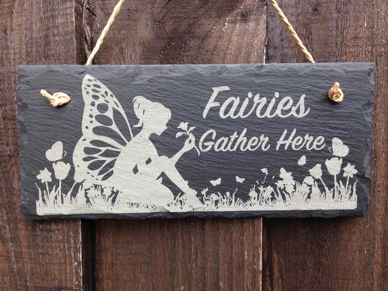 fairies gather here signs garden