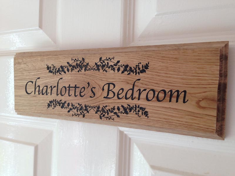 personalised oak bedroom door signs