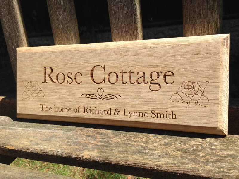 personalised oak sign rose cottage 1
