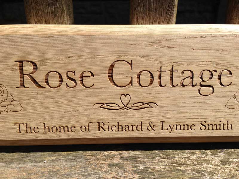 personalised oak sign rose cottage 3