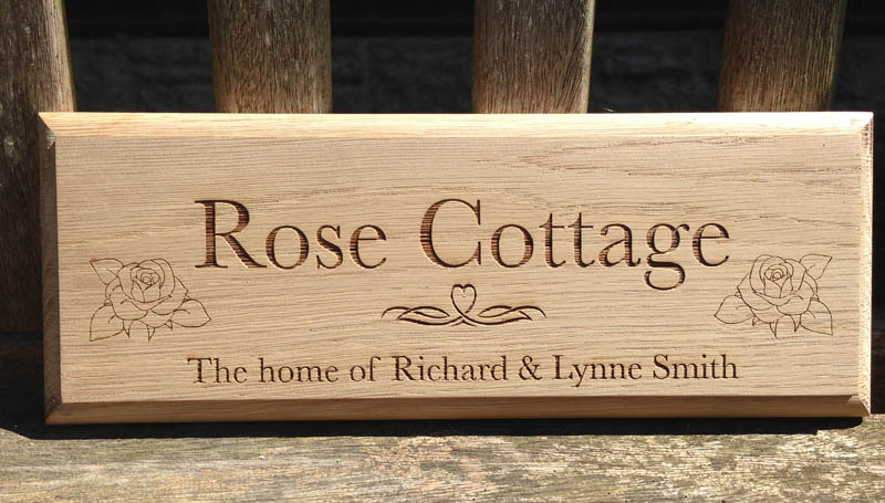 personalised oak sign rose