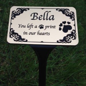 pet memorials plaques in gold on stake 12