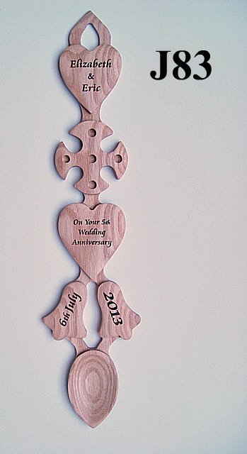 engraved welsh love spoons J83