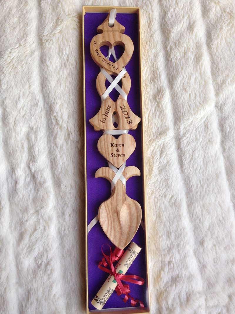 Engraved Wedding or Anniversary Welsh Love Spoon L86 Signs Craft