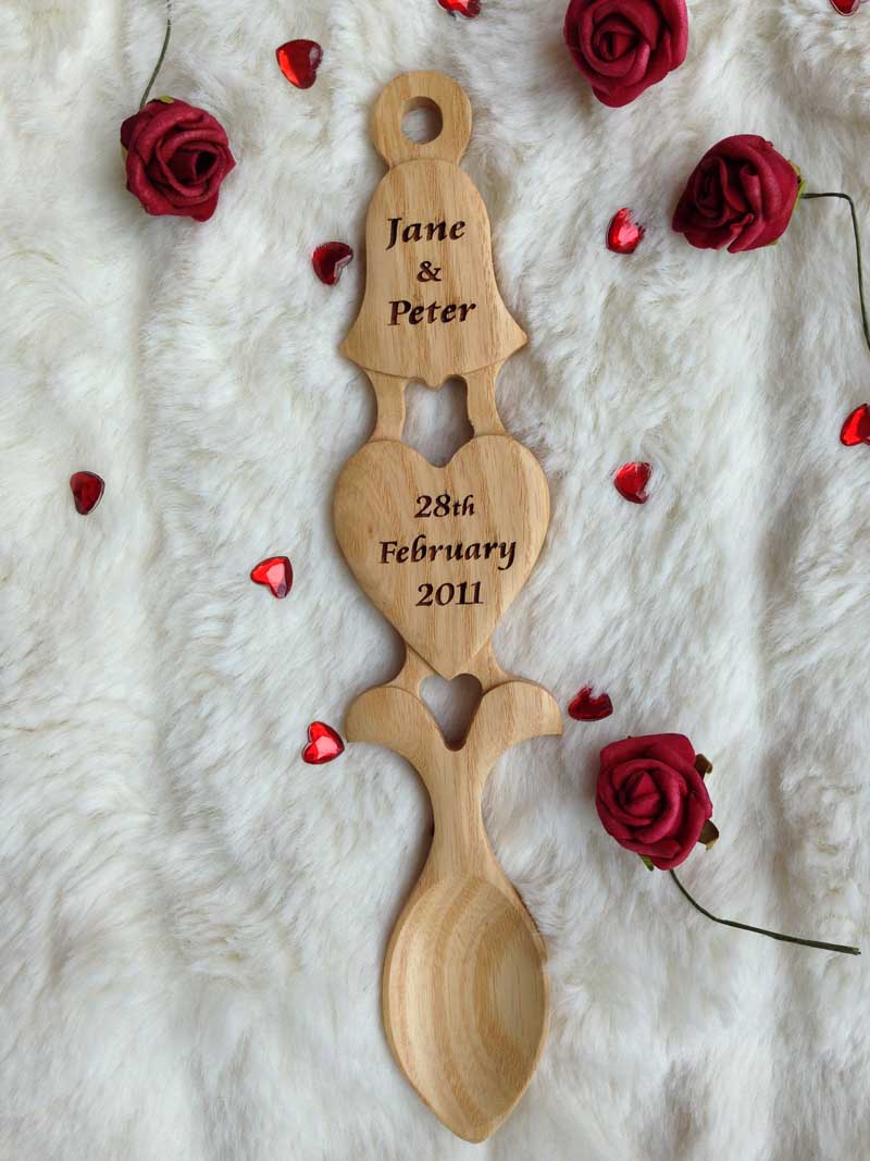 Wedding or Anniversary Welsh Love Spoon Engraved G62 Signs Craft