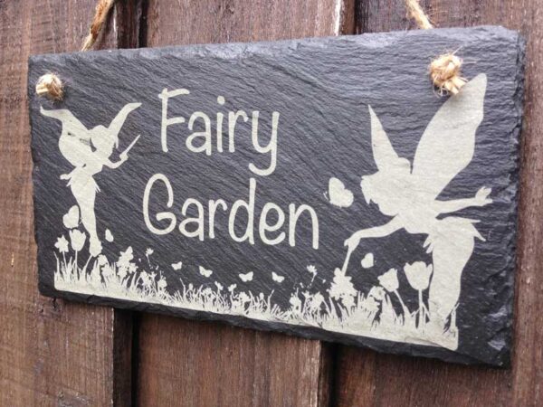 fairy garden sign slate engraved 2