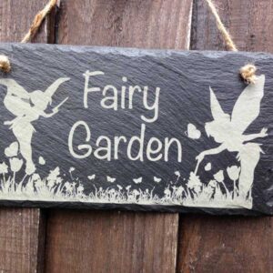 fairy garden sign slate engraved 3