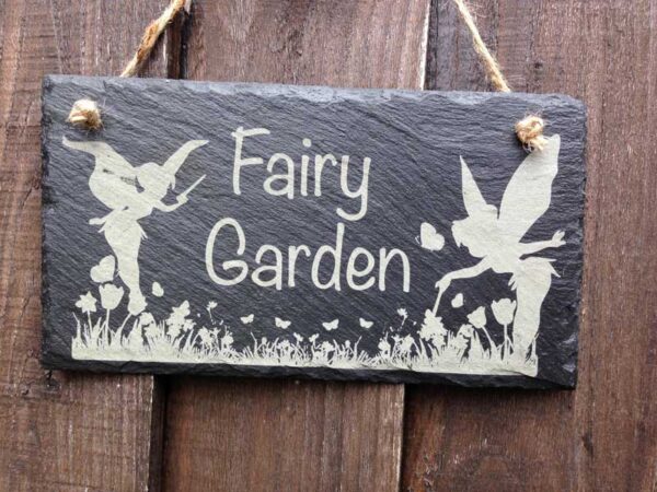 fairy garden sign slate engraved 3