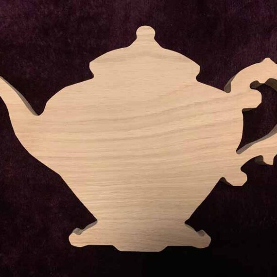 Solid Oak Carved Tea Pot